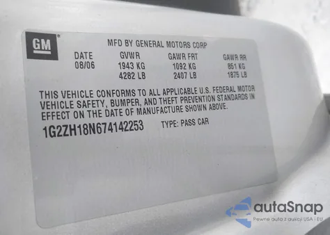 2007 Pontiac G6 Gt z USA, uszkodzony, nr VIN 1G2ZH18N674142253